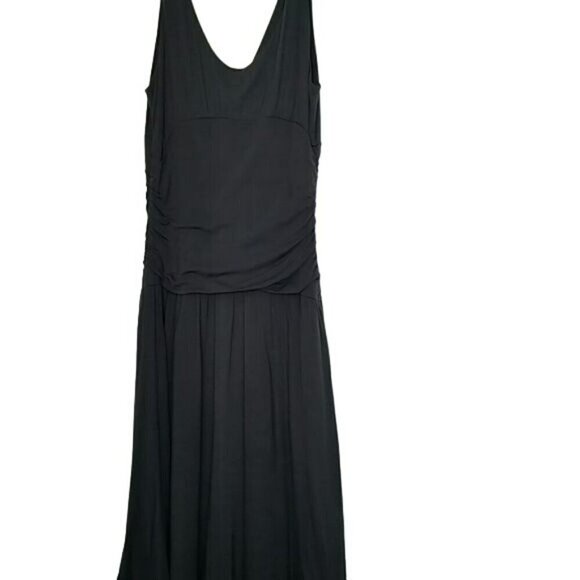 VELVET Flowy silk blend Midi Dress ruched sides Gray Size Medium EUC - Picture 2 of 13